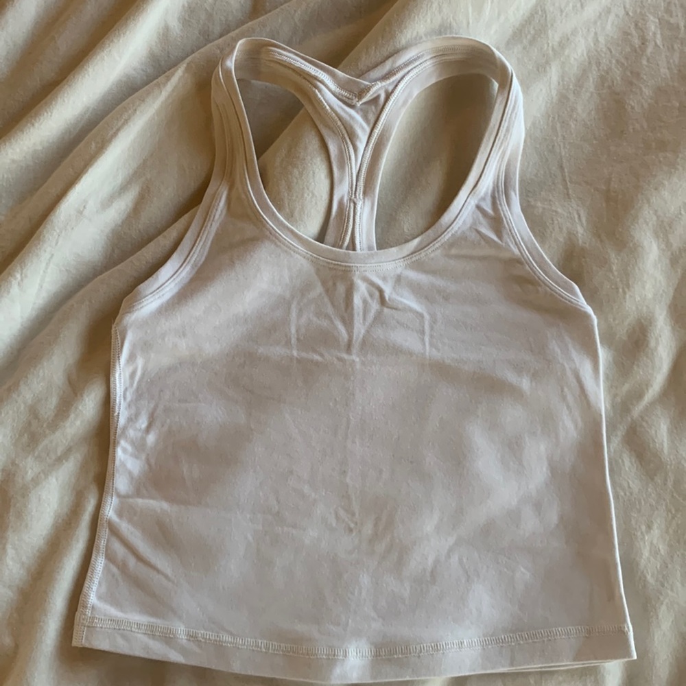 Cropped white lululemon tank